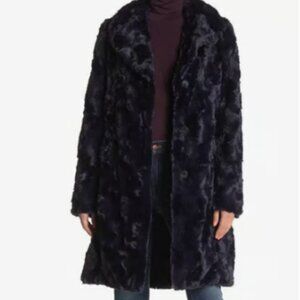 Nine West Faux Fur Notch Collar Coat